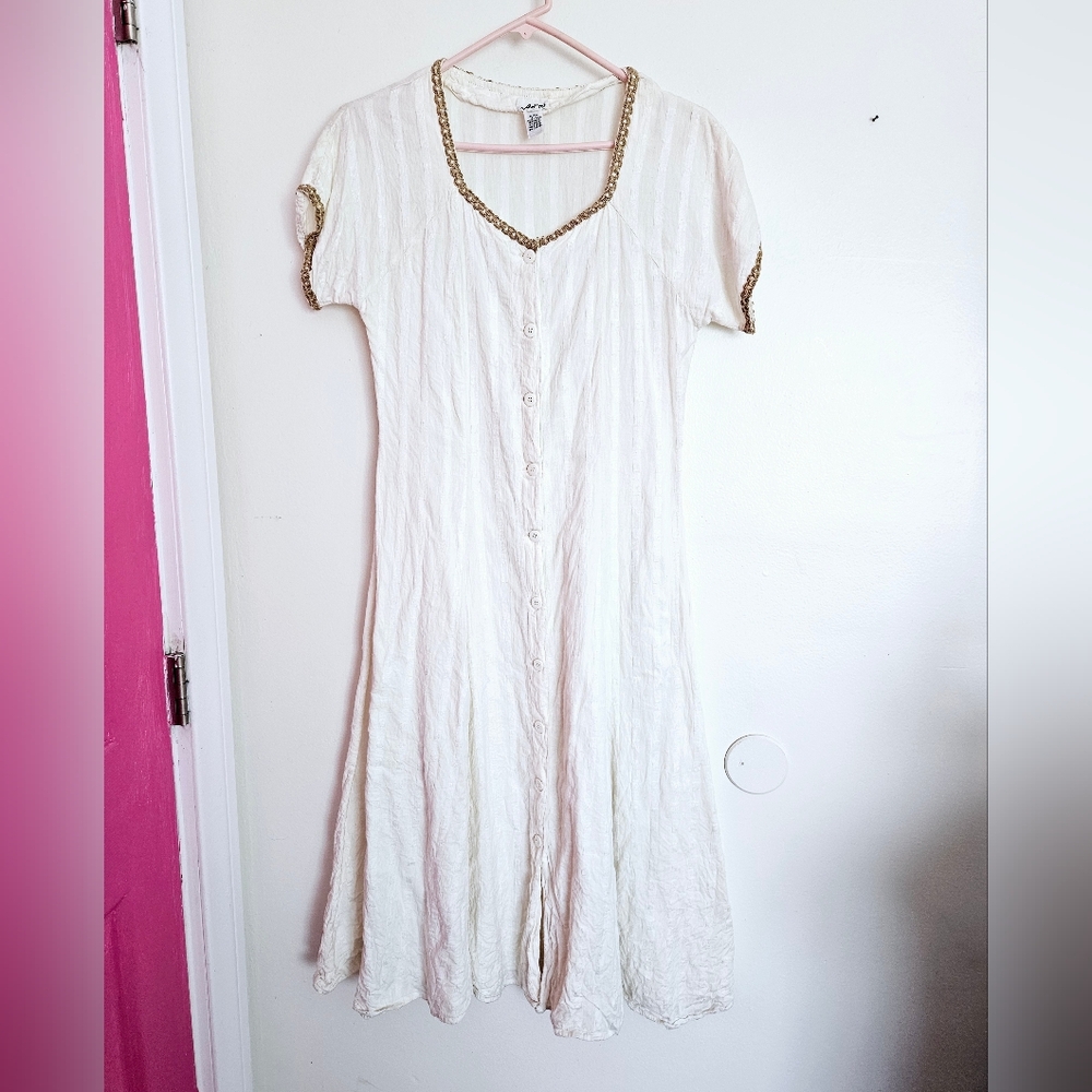 Adini Sultana Indian White Cotton Dress Caftan